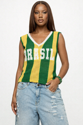 Regata Tricot Brasil Estilo Tendência