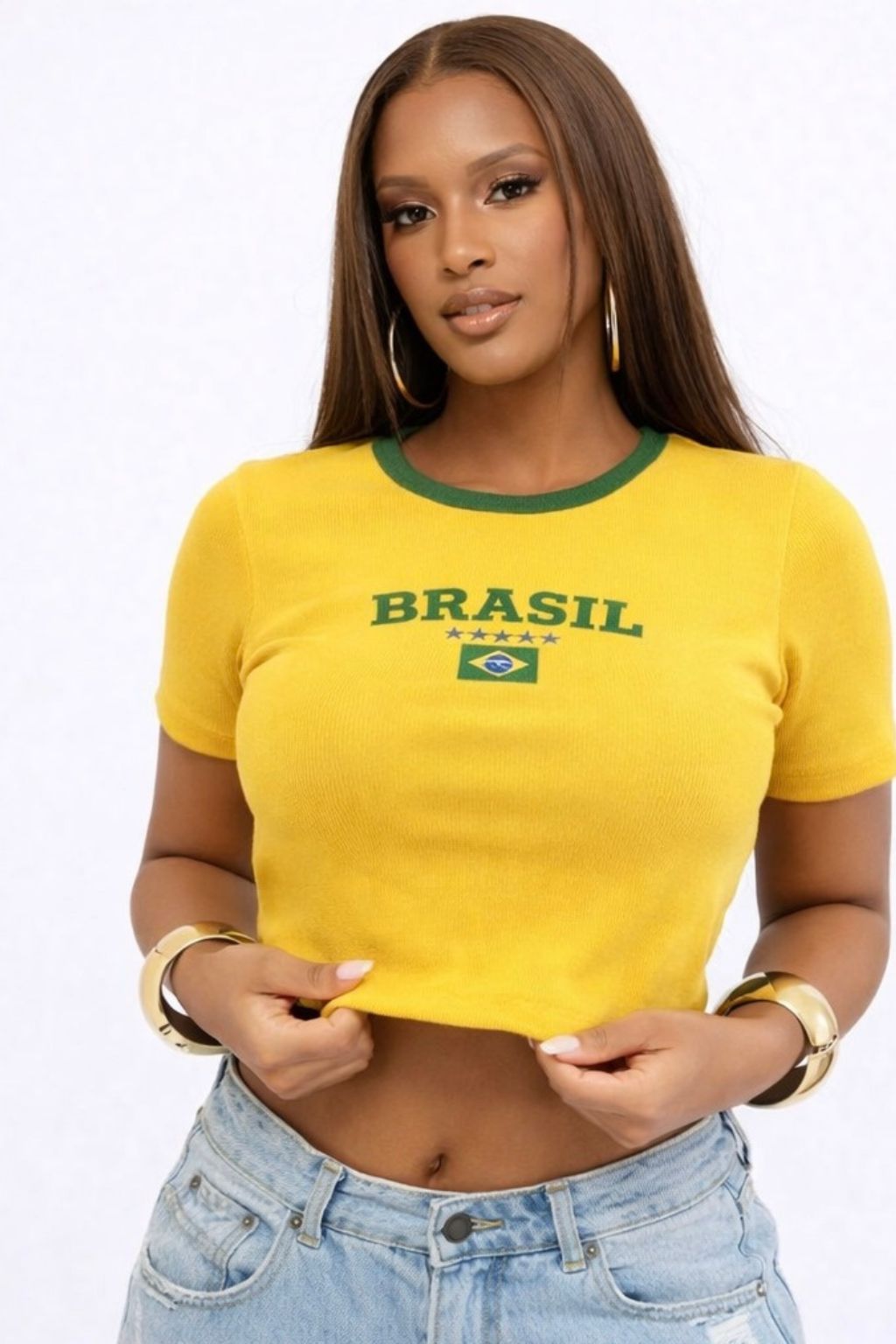 Compre 1 Leve 2 Cropped Brasil canelado - Edição limitada